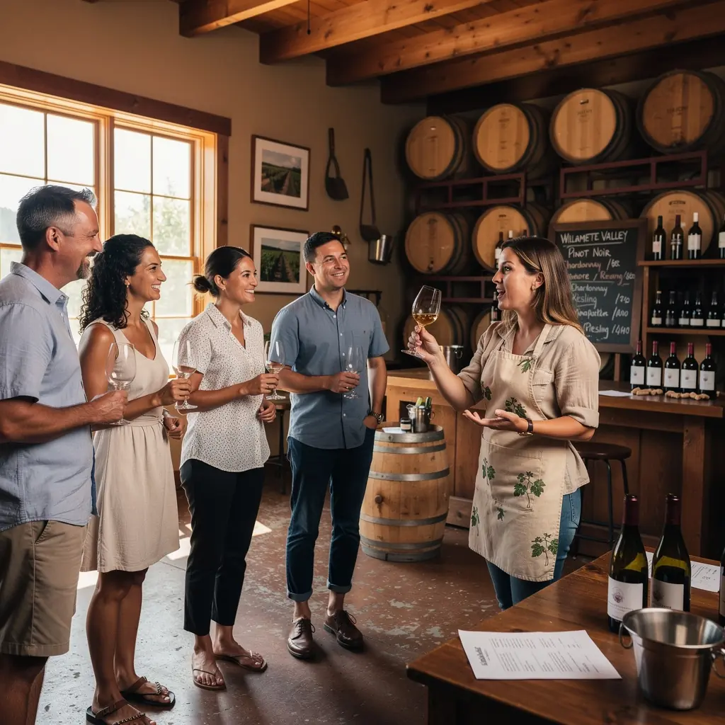 Старинная винодельня с красивой архитектурой и ухоженными садами.
